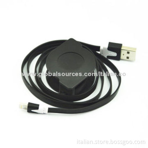 Flat noodle design retractable USB cables for iPhone 5